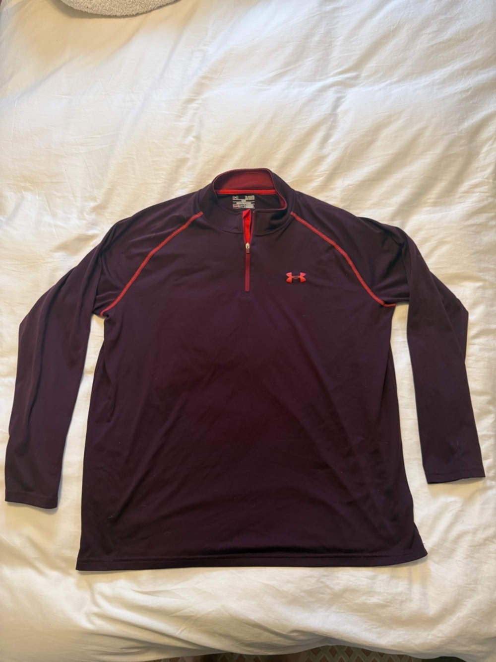Under Armour Men's Quarter-Zip Pullover - Plum with Red Trim